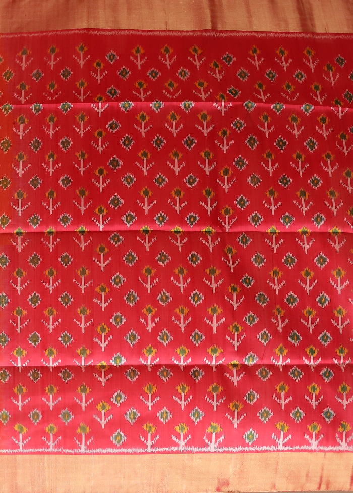 Pink Handloom Dupion Pure Silk Saree With Blouse Piece
