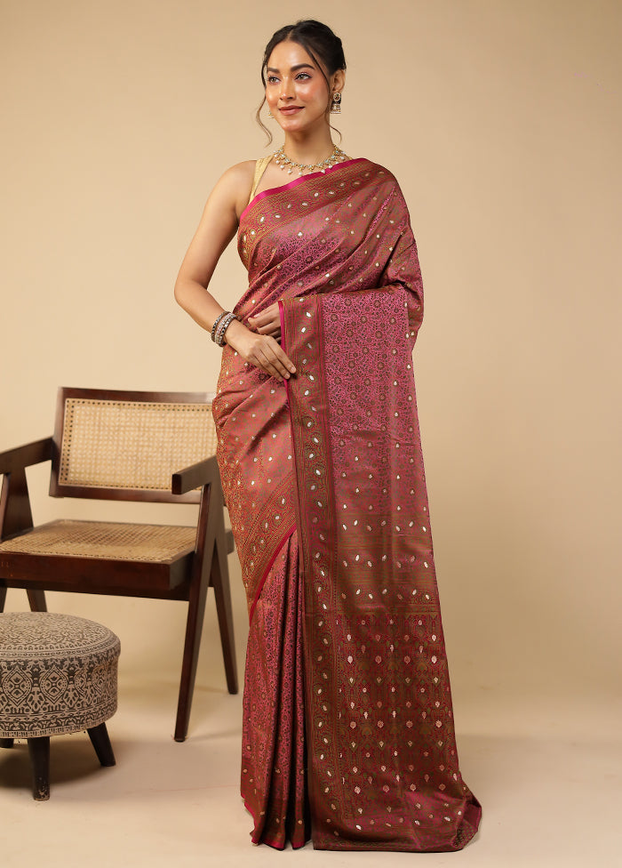 Pink Tanchoi Silk Saree With Blouse Piece