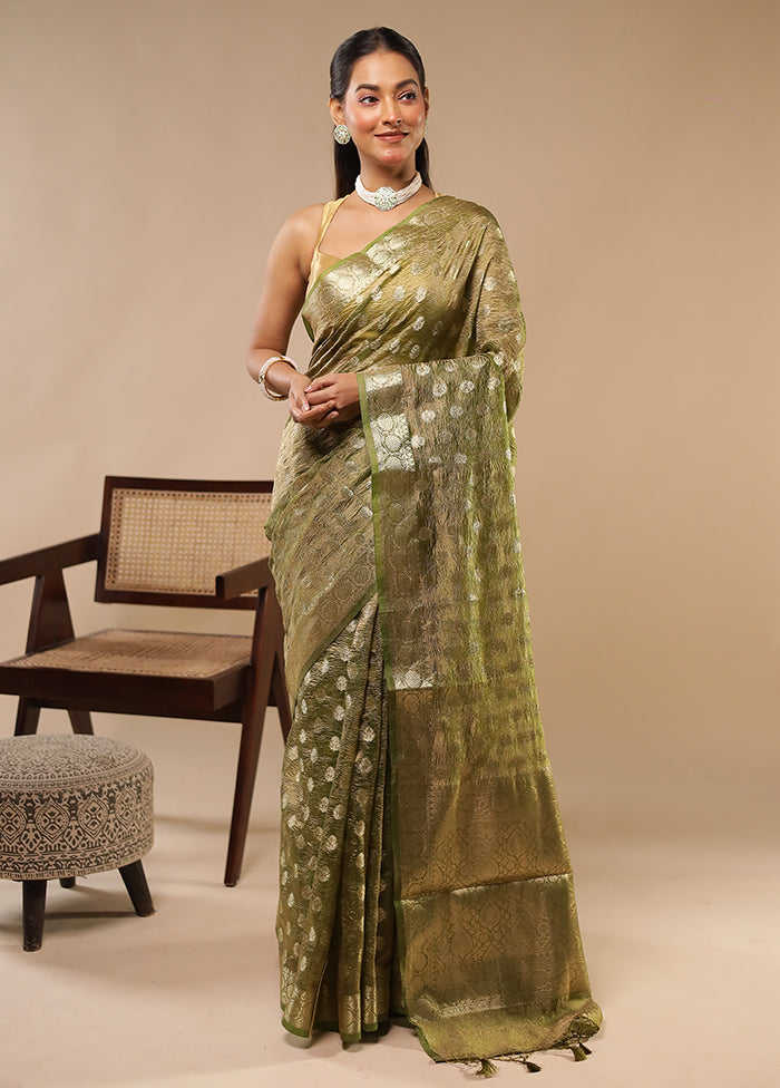 Green Tissue Silk Saree With Blouse Piece