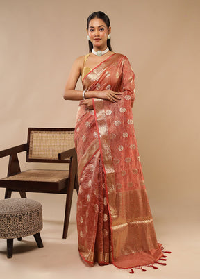 Pink Tissue Silk Saree With Blouse Piece