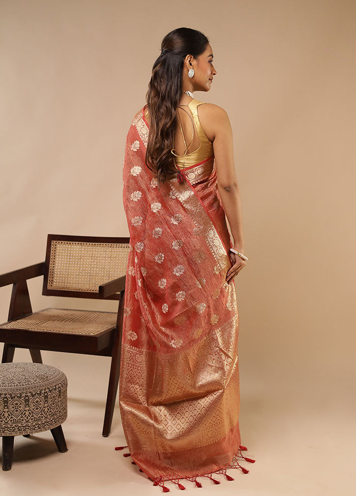 Pink Tissue Silk Saree With Blouse Piece