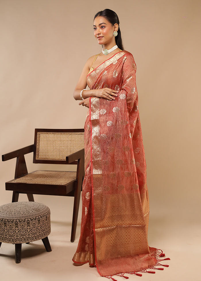 Pink Tissue Silk Saree With Blouse Piece