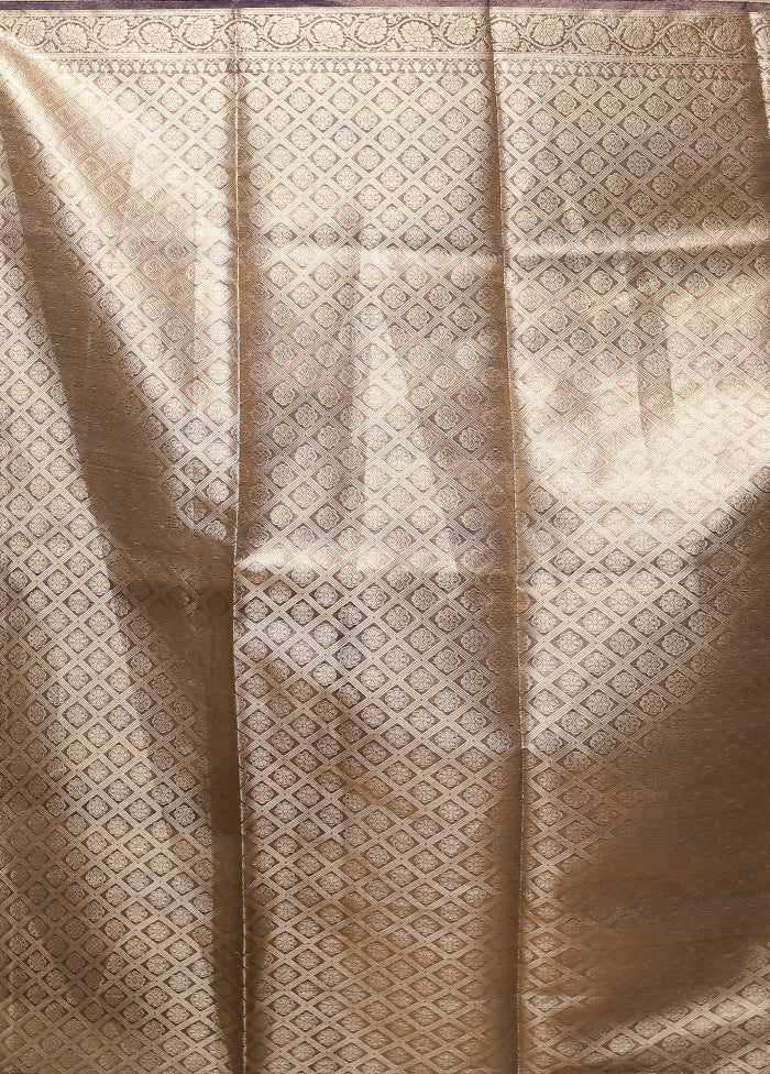 Cream Tissue Silk Saree With Blouse Piece