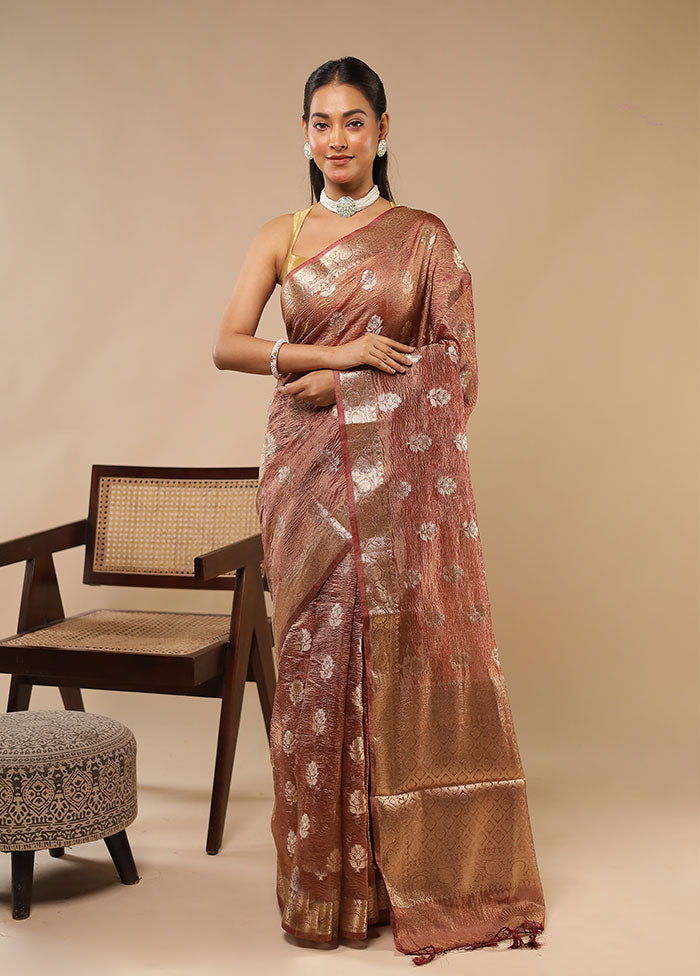 Cream Tissue Silk Saree With Blouse Piece