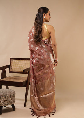 Cream Tissue Silk Saree With Blouse Piece