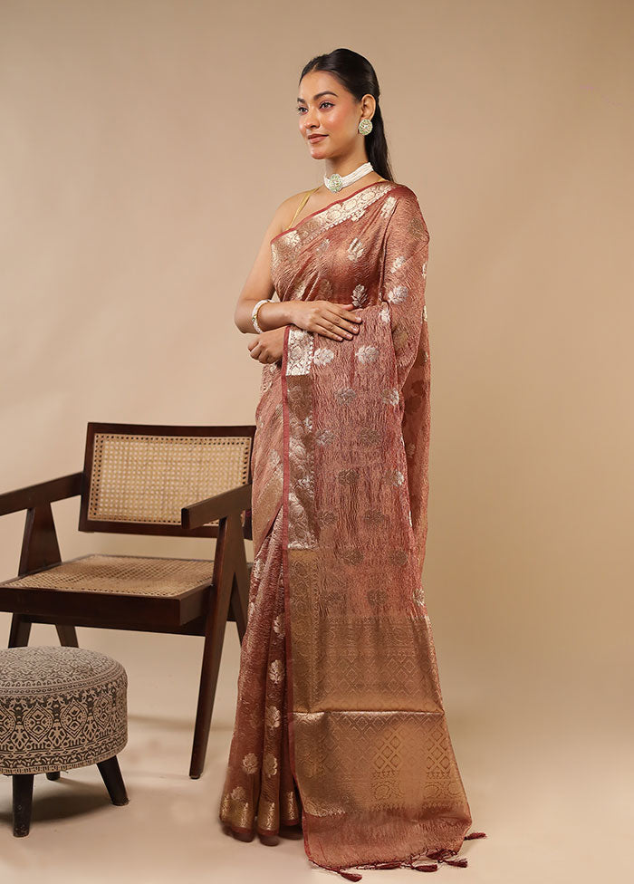 Cream Tissue Silk Saree With Blouse Piece