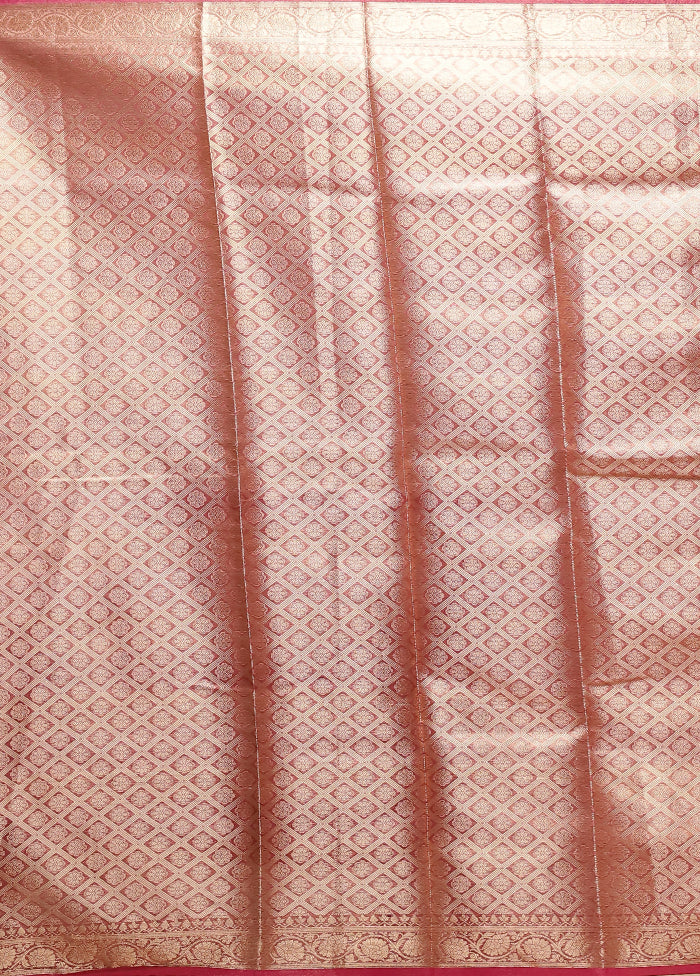 Pink Tissue Silk Saree With Blouse Piece