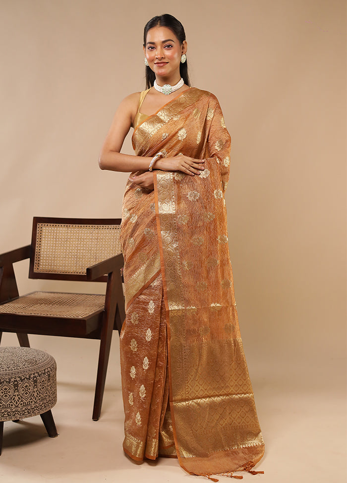 Yellow Tissue Silk Saree With Blouse Piece