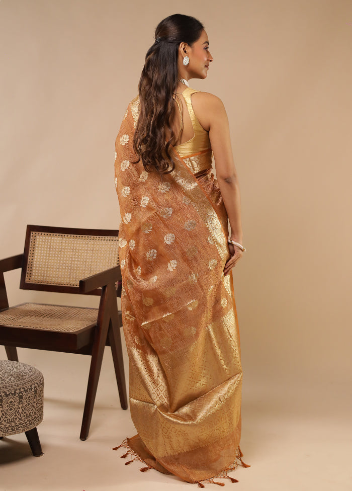 Yellow Tissue Silk Saree With Blouse Piece