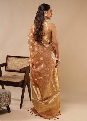 Yellow Tissue Silk Saree With Blouse Piece