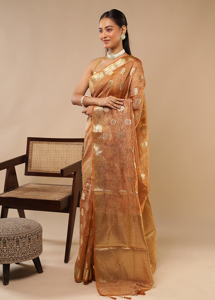 Yellow Tissue Silk Saree With Blouse Piece