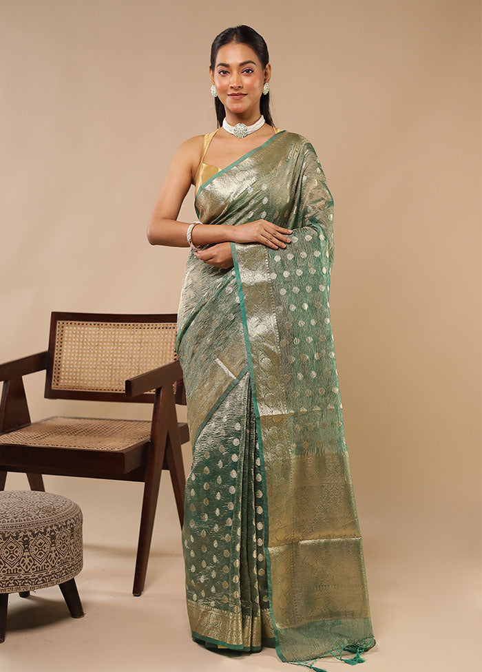 Green Tissue Silk Saree With Blouse Piece