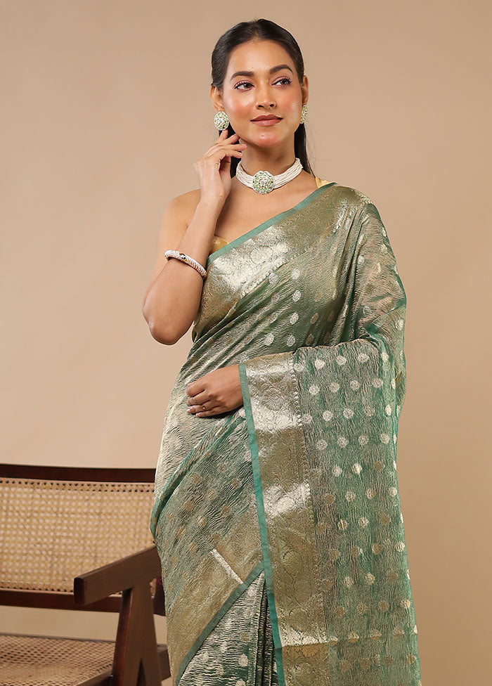 Green Tissue Silk Saree With Blouse Piece