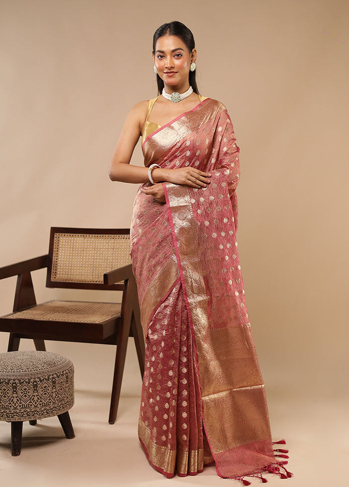 Pink Tissue Silk Saree With Blouse Piece