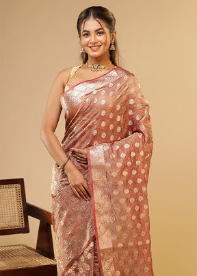 Maroon Tissue Silk Saree With Blouse Piece