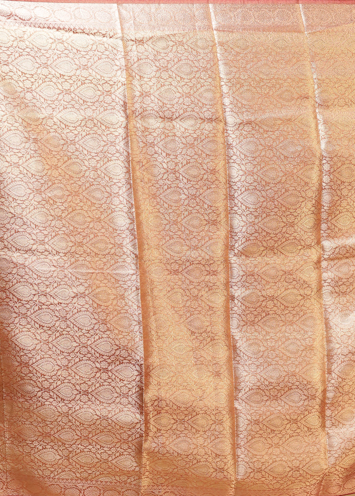 Maroon Tissue Silk Saree With Blouse Piece