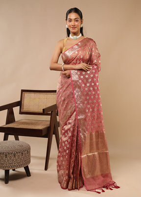 Pink Tissue Silk Saree With Blouse Piece