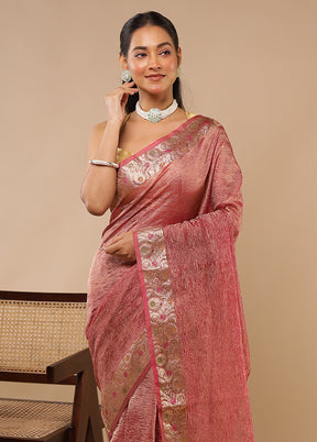 Pink Tissue Silk Saree With Blouse Piece