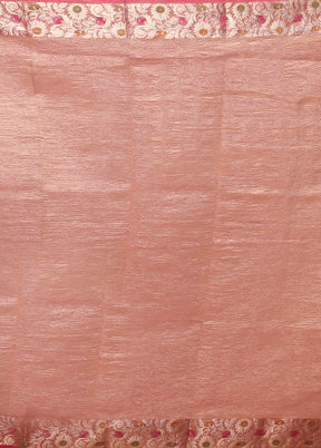 Pink Tissue Silk Saree With Blouse Piece