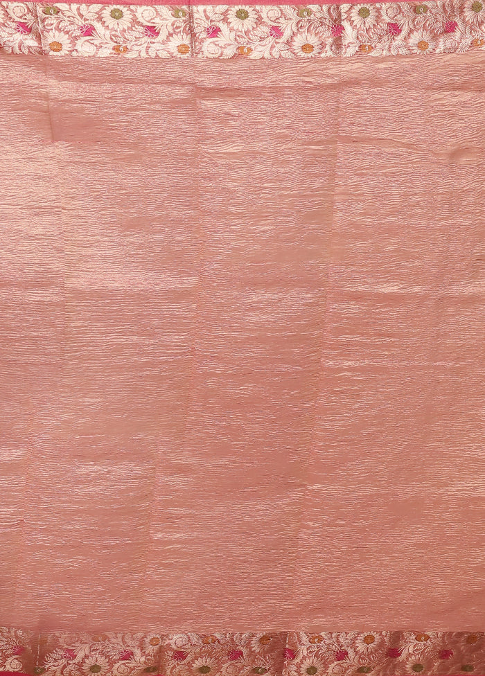 Pink Tissue Silk Saree With Blouse Piece