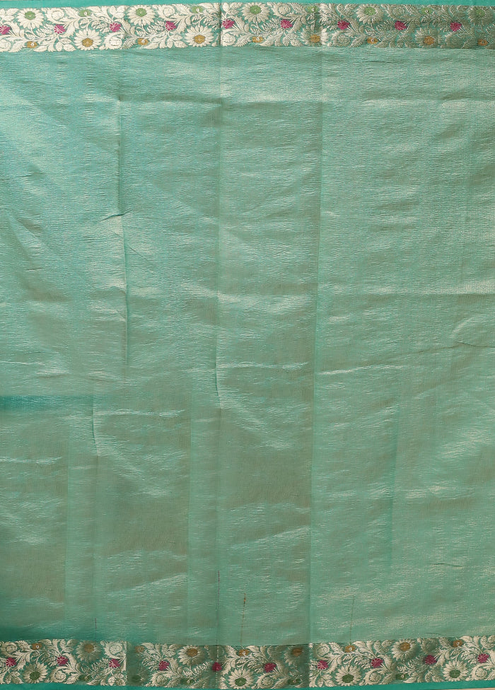 Green Tissue Silk Saree With Blouse Piece