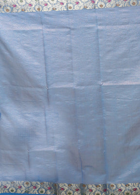 Blue Tissue Silk Saree With Blouse Piece