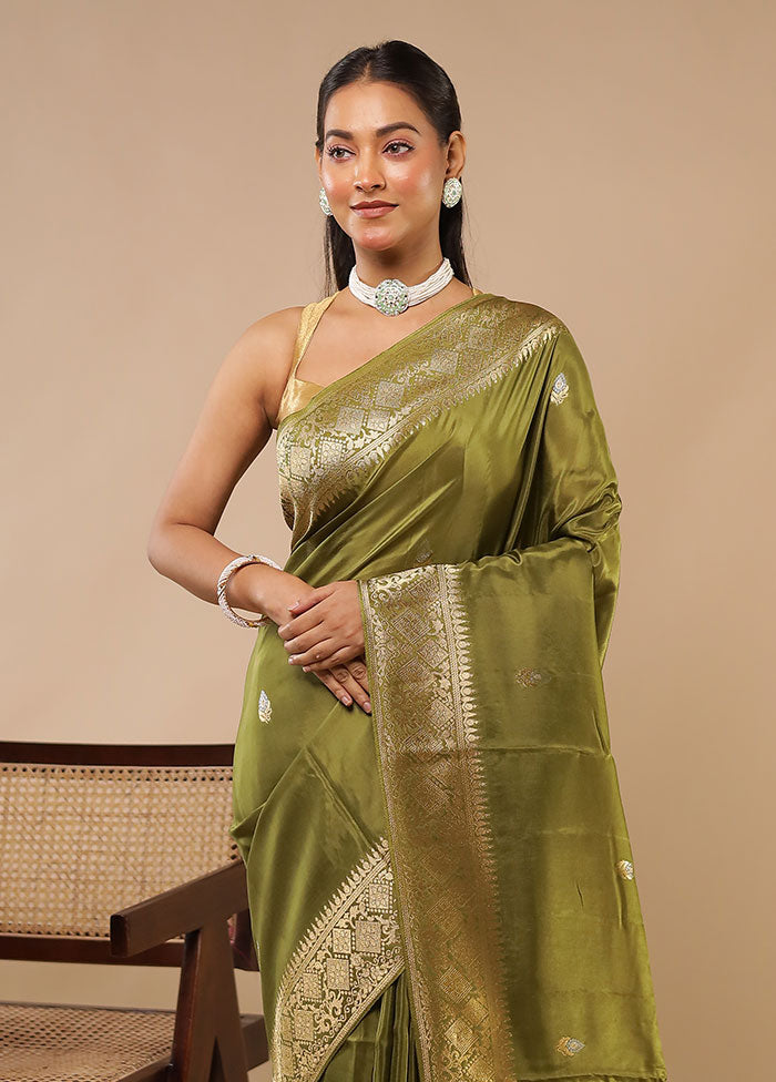 Green Dupion Silk Saree With Blouse Piece