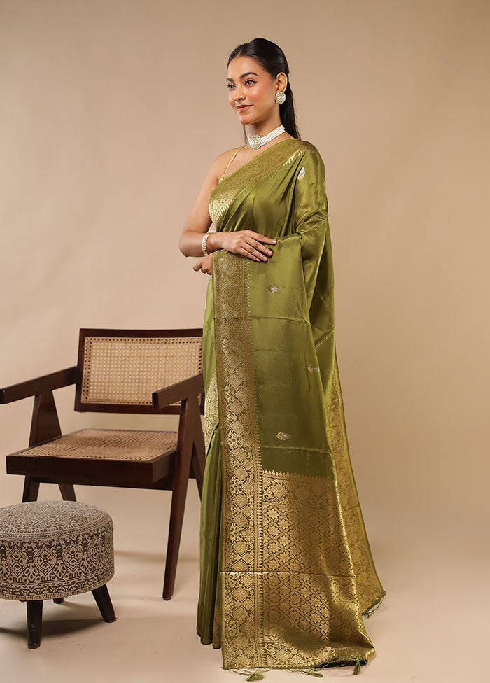 Green Dupion Silk Saree With Blouse Piece