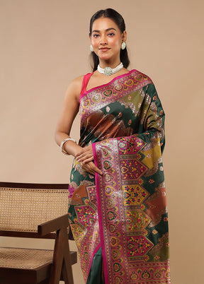 Multicolor Dupion Silk Saree With Blouse Piece