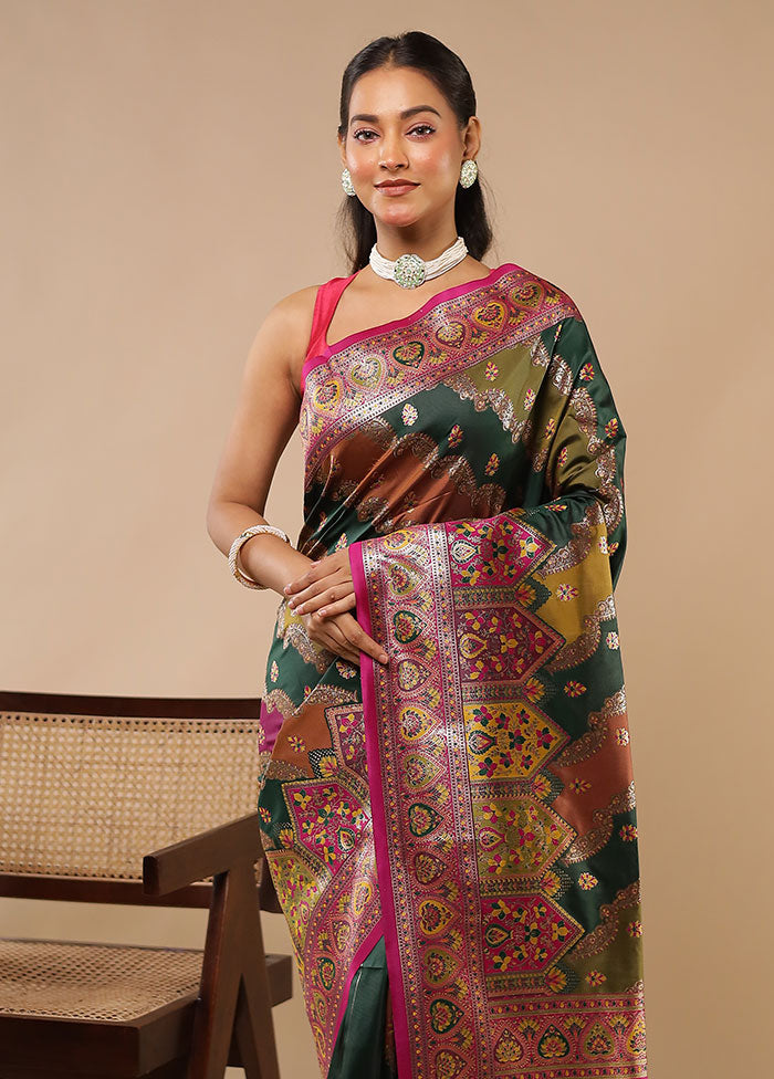 Multicolor Dupion Silk Saree With Blouse Piece