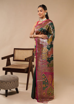 Multicolor Dupion Silk Saree With Blouse Piece