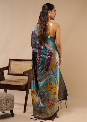 Multicolor Dupion Silk Saree With Blouse Piece