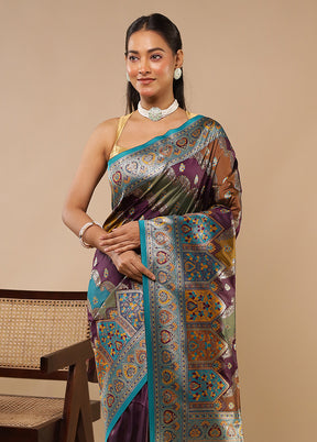 Multicolor Dupion Silk Saree With Blouse Piece