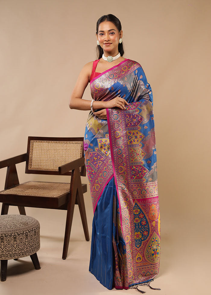 Multicolor Dupion Silk Saree With Blouse Piece