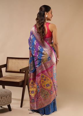 Multicolor Dupion Silk Saree With Blouse Piece