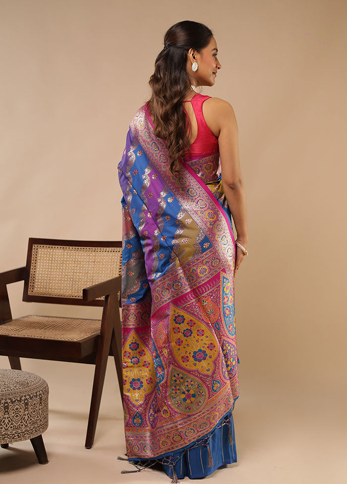 Multicolor Dupion Silk Saree With Blouse Piece