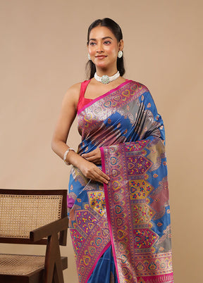 Multicolor Dupion Silk Saree With Blouse Piece