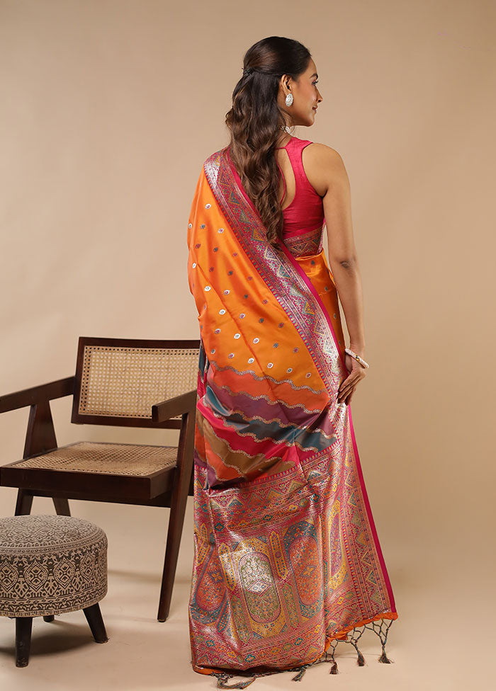 Multicolor Dupion Silk Saree With Blouse Piece