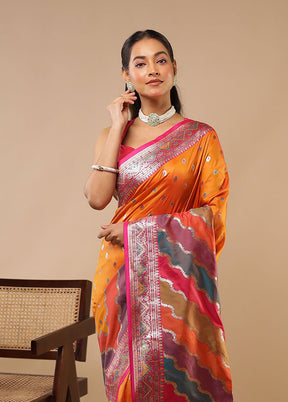 Multicolor Dupion Silk Saree With Blouse Piece