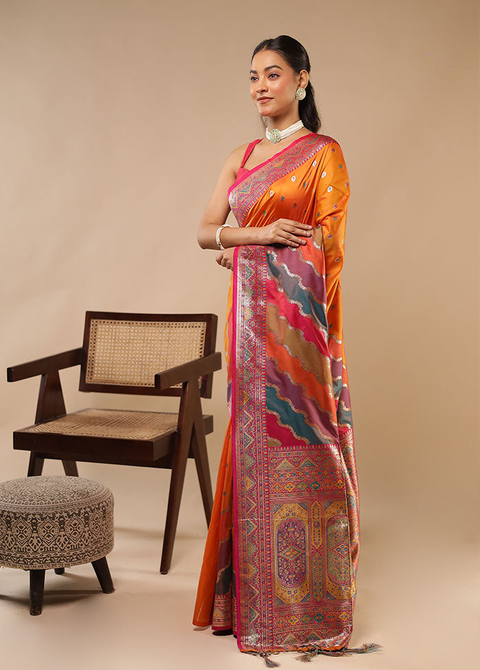Multicolor Dupion Silk Saree With Blouse Piece