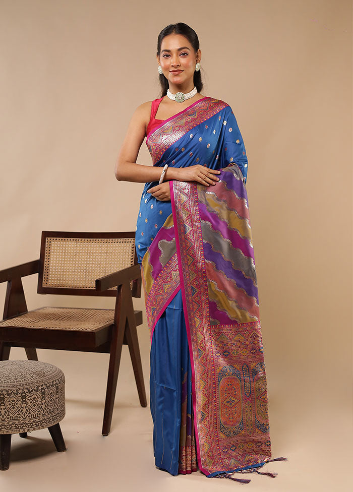 Multicolor Dupion Silk Saree With Blouse Piece
