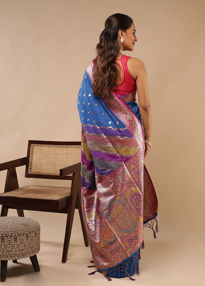 Multicolor Dupion Silk Saree With Blouse Piece