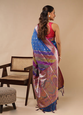 Multicolor Dupion Silk Saree With Blouse Piece