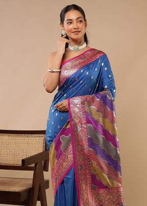 Multicolor Dupion Silk Saree With Blouse Piece