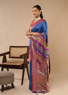 Multicolor Dupion Silk Saree With Blouse Piece