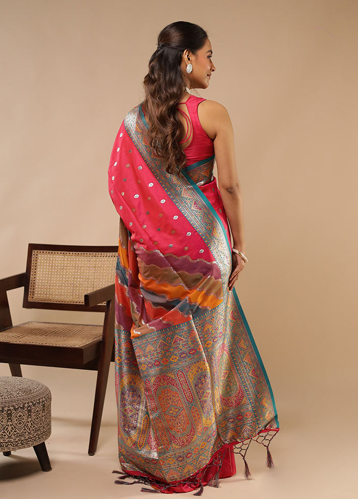 Multicolor Dupion Silk Saree With Blouse Piece
