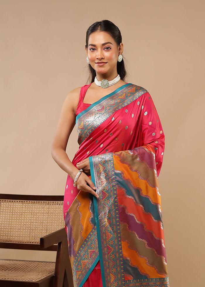Multicolor Dupion Silk Saree With Blouse Piece