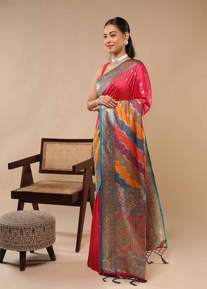Multicolor Dupion Silk Saree With Blouse Piece