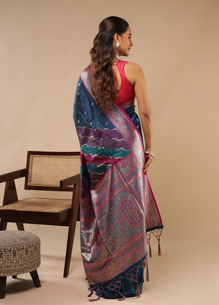 Multicolor Dupion Silk Saree With Blouse Piece