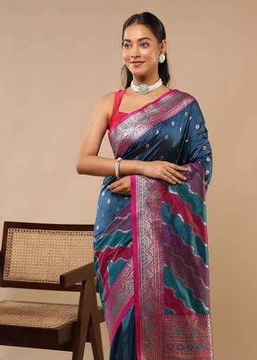 Multicolor Dupion Silk Saree With Blouse Piece
